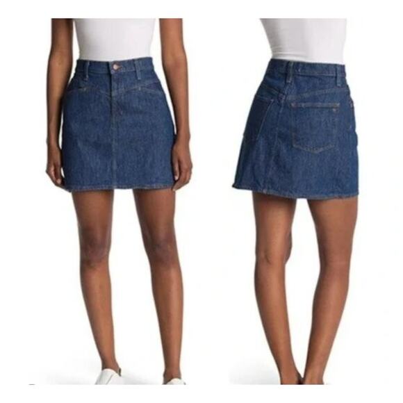 Madewell Stretch Denim Western Yoke Detail A-Line Skirt Sz 28 Cowgirl Aesthetic - Picture 2 of 9
